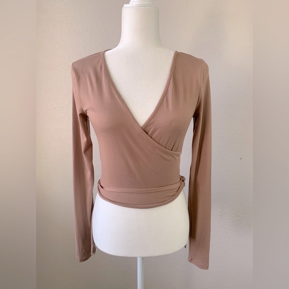 Popular 21 Tops - Popular 21 Wrap-Style Tan Top Size Medium